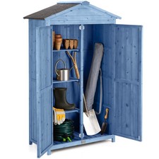 Christow Small Garden Shed Slim Double Door Outdoor Storage with Three Shelves