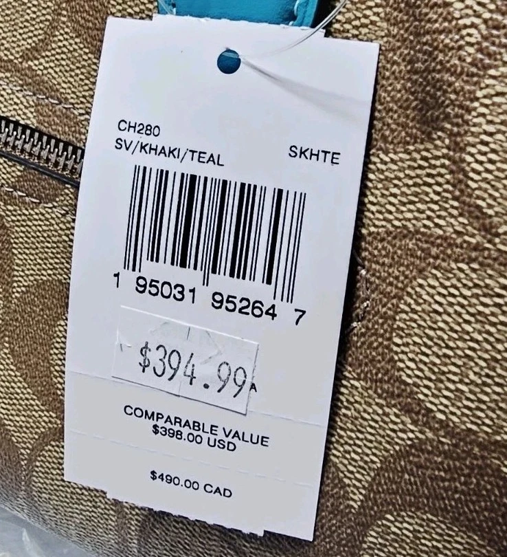 NUOVA $395 Coach Teal Medium ROWAN borsa a tracolla borsa a tracolla borsa Sig C pelle CH280