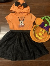 Halloween Minnie Mouse Hooded Dress Size 6 Disney Parks Trick R Treat Bag