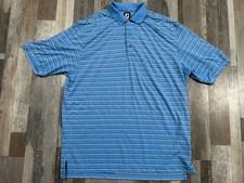 FootJoy Golf Polo Shirt Mens 2XL Performance Stretch Short Sleeve Blue Striped