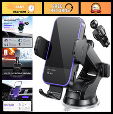 15W Wireless Car Charger with RGB Backlight, Auto Clamping Phone Holder for iPho
