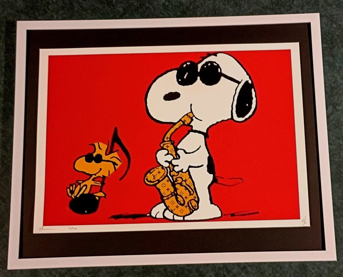 【DEATH NYC】 SNOOPY with LOVE DEATH NYC ltd ed signed FRAMED art print 45x32cm Snoopy +