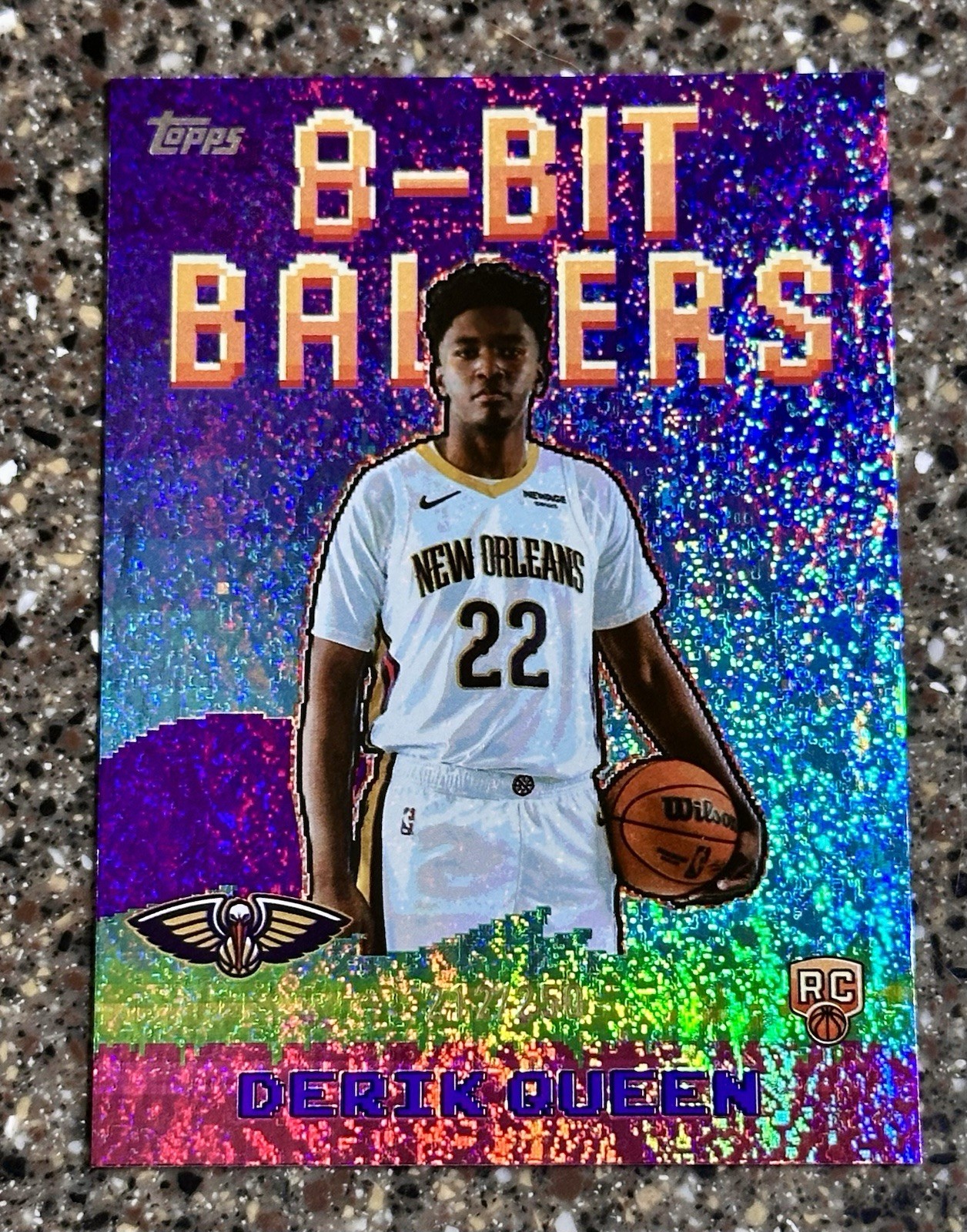 2025-26 Topps Basketball Derik Queen /250 RC 8-Bit Ballers Purple Holo Foil