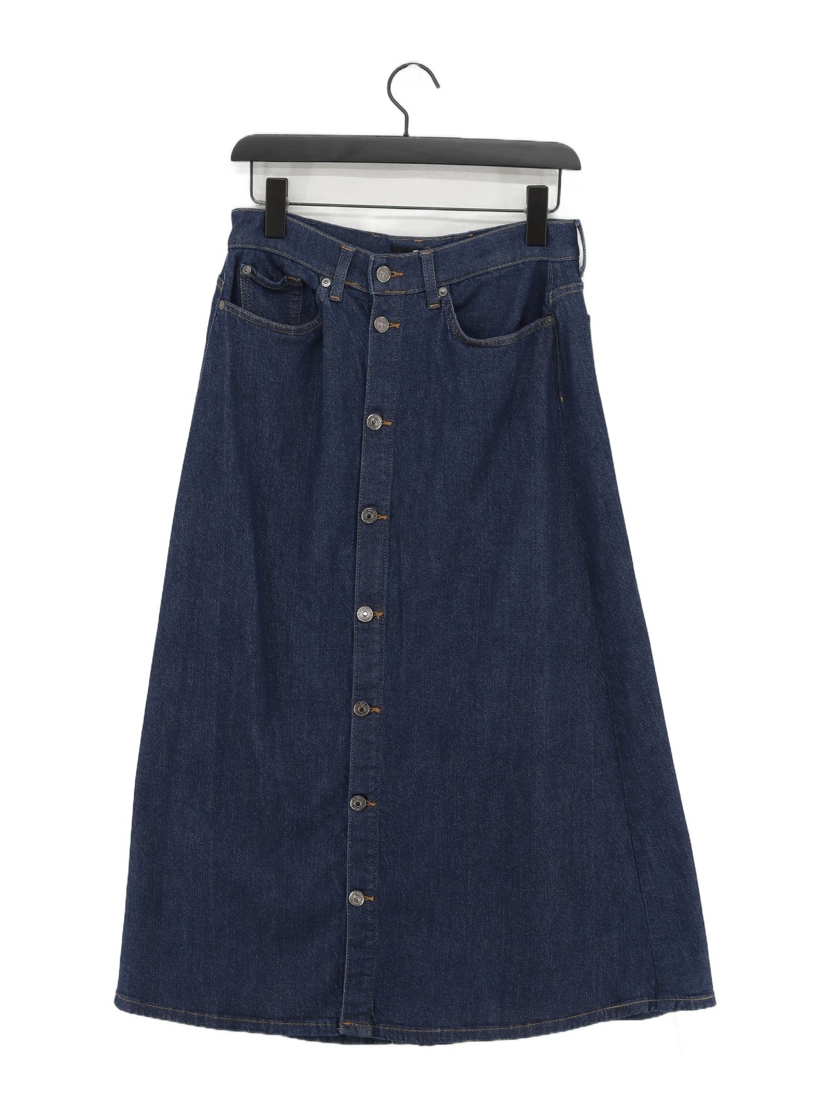 7 For All Mankind Womens Blue Cotton Maxi Skirt Size 30 Long Boho Style