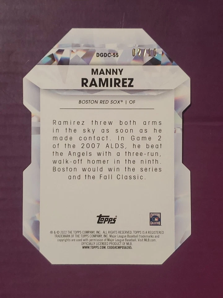Serie Actualización Topps 2022 Diamond Greats Troquelados Manny Ramírez Rojo/10 #DGDC-55 Foto 4 de 4