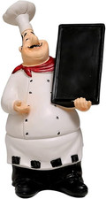 Holding Writable Chalkboard Sign Resin Chef Figurines, Cute Chef Statue Sculptur