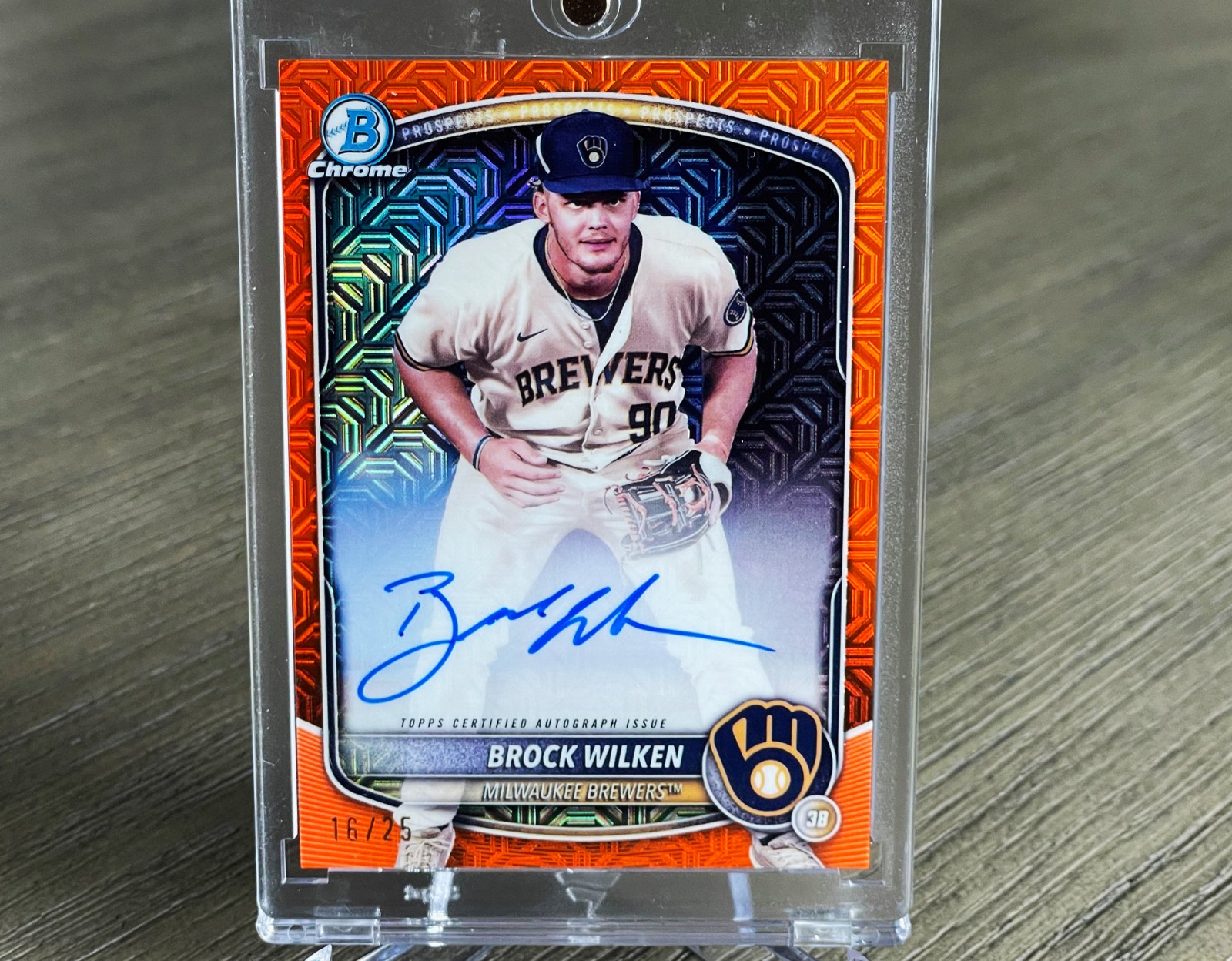 2025 Bowman Chrome BROCK WILKEN Orange Mojo Refractor Auto 🔥/25 BREWER Prospec