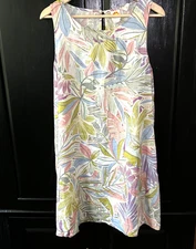 C&C California Linen Dress Size Medium Sleeveless Shift Colorful Floral Print