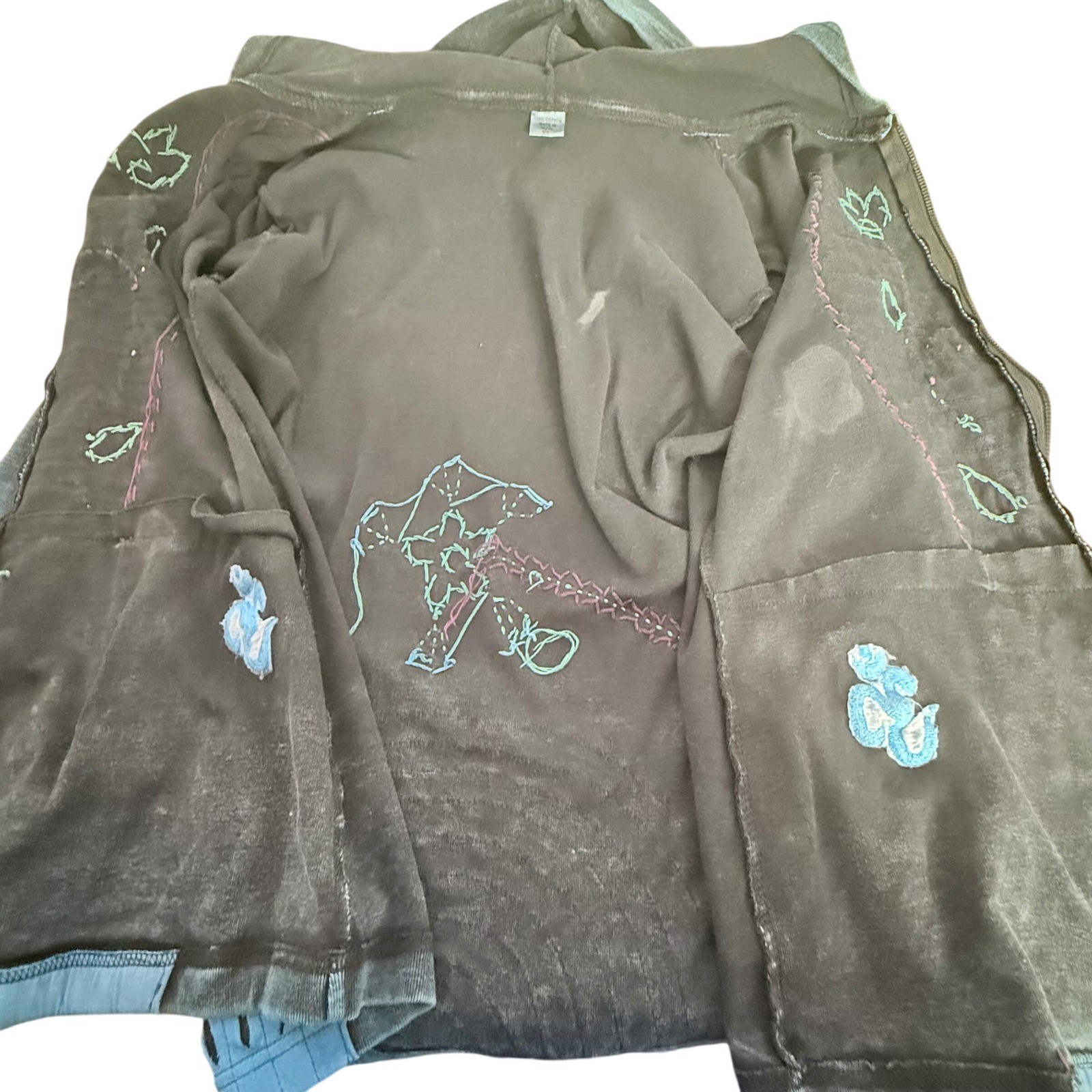 Stonewashed Pixie Core Patchwork Hoodie Jacket Bl… - image 4