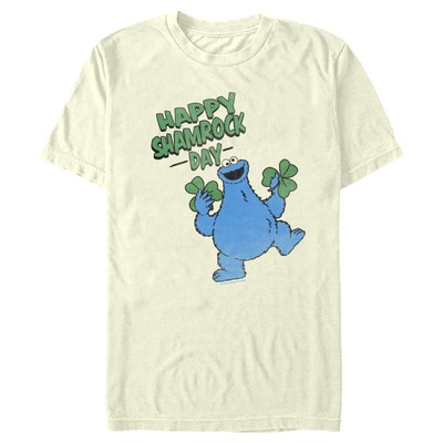 Men's Sesame Street Happy Shamrock Day Cookie Monster T-Shirt