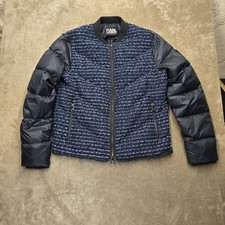 Karl Lagerfeld Womens Tweed Puffer Jacket Nav...