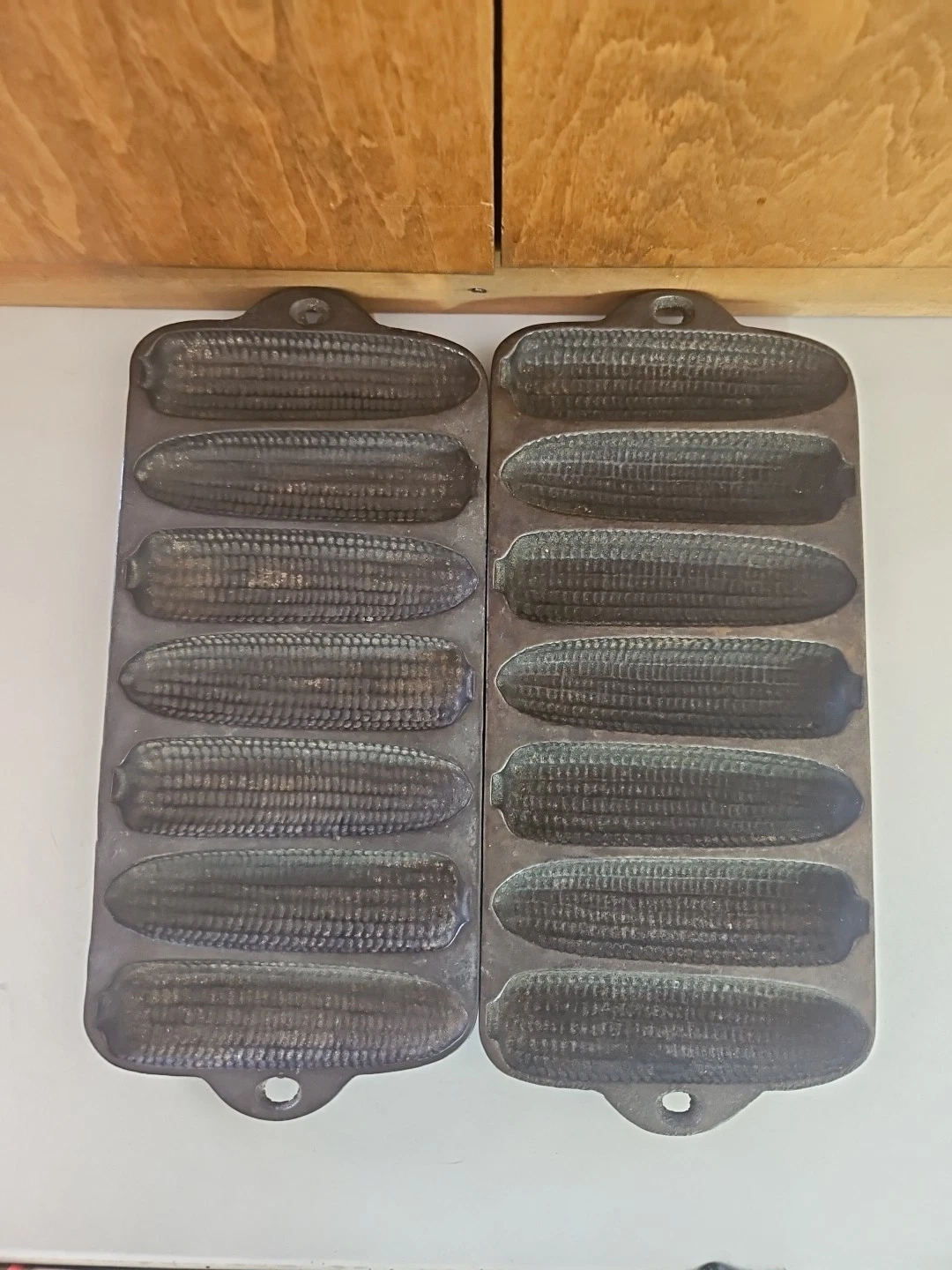 2 Wagner Ware Cast Iron Cornbread Corn Stick Muffin Pan "C" 7 Ear
