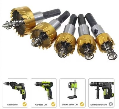 USA Ship 5-PCS 16-32mm Hole Saw Tooth Kit HSS Steel Drill Bit Set Cutter Tool