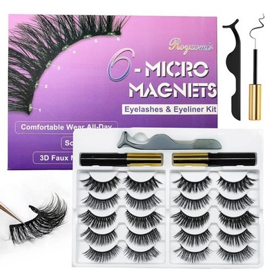 Royaomis 10 Pairs Cat-Eye Magnetic Lashes With Eyeliner, 3D Magnetic Eyelashes N