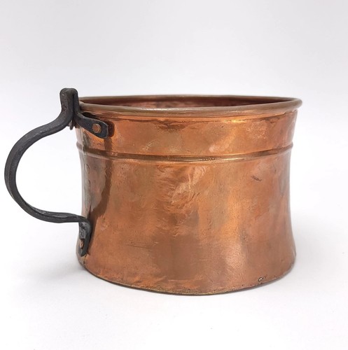 Houston International Antique Primitive Copper Pot Iron Handle Cauldron Copper
