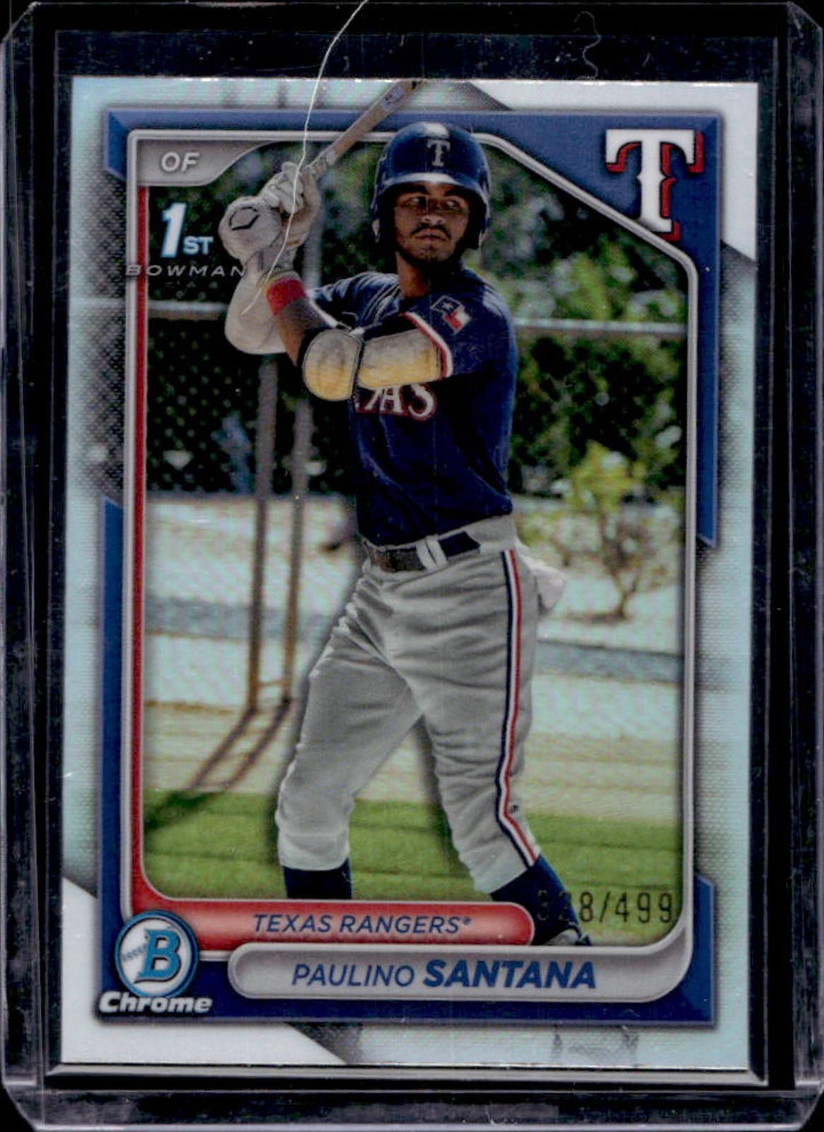 2024 Bowman Chrome Paulino Santana Refractor 1st #328/499 Rangers