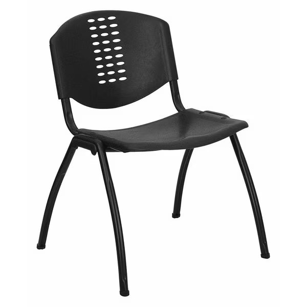 Flash Furniture Stack Chair,Plastic,Black RUT-NF01A-BK-GG Flash Furniture
