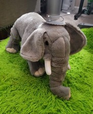2018 FAO Schwarz Realistic Plush Grey Elephant with Tags Elephant Tusks Stuffed
