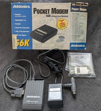 56K Dial-Up External Pocket Modem Addonics RS232 Plug and Play W3.1/95/NT/DOS