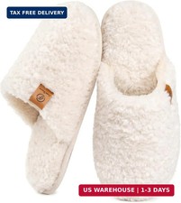 Women's Fuzzy Slippers Warm Cozy Memory Foam Indoor House Shoes  Comf