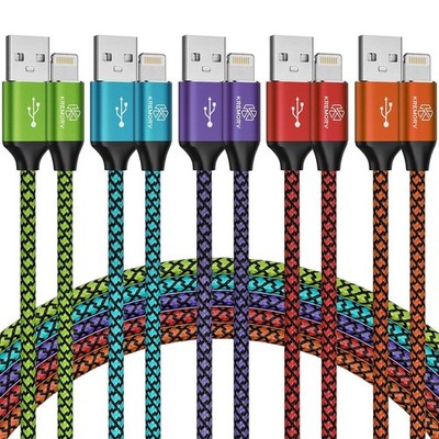 iPhone Charger 5 Pack 10 ft USB Lightning Cable Apple Mfi Certified Cable Fast C