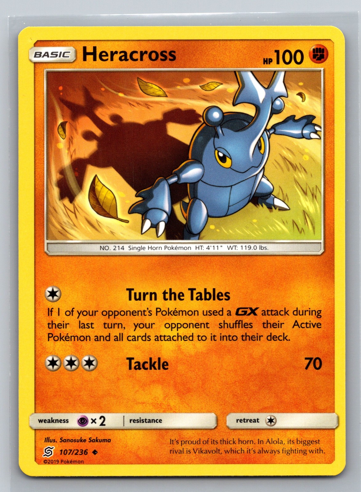 Heracross 107/236 Unified Minds Fighting-Type Basic Turn the Tables Pokemon TCG