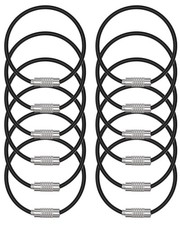 Uniclife 4 Inch Black Wire Keychain Cable Large 12 Pack Black ,