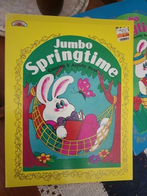 2 Jumbo Springtime Coloring & Activity Book with Spring/Easter Bunny Cover