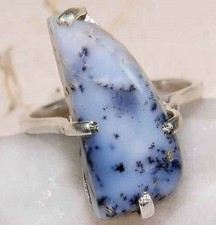 Natural Winter Dendrite Opal 925 Solid Sterling Silver Ring Sz 7.5 B18-8