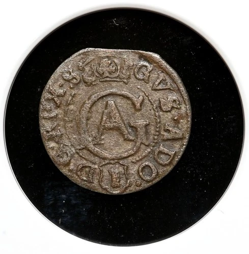 POLAND, Elbing. Gustavus Adolphus, 1633/2 Overdate, Billon Solidus, NGC AU