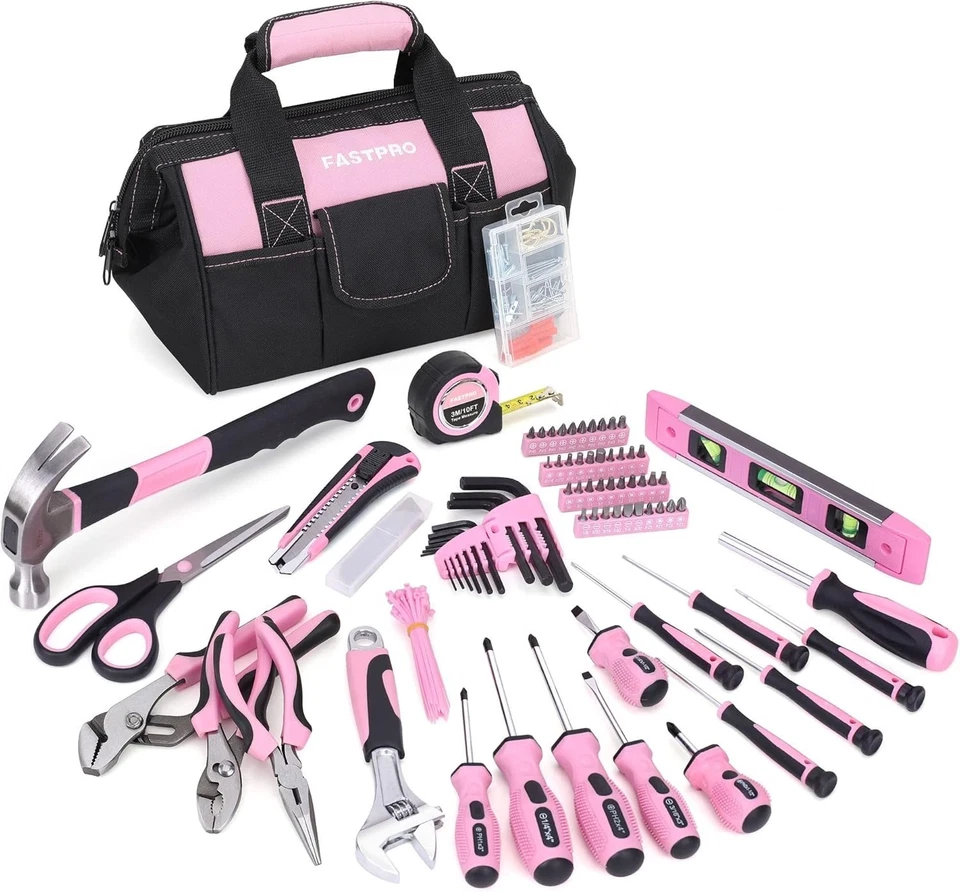 220-Piece Pink Tool Kit: Essential Tools for DIY Projects and Home Repairs - Image 3 of 4