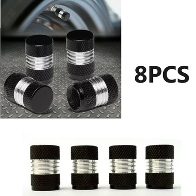 8pcs Black Aluminum Wheel/Tire Valve Stem Cap Car Truck Air Dust Caps