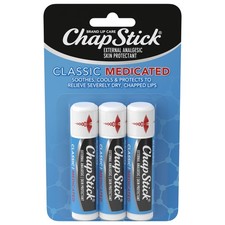 Classic Medicated Lip Balm Tube, Soothing Hydrating, 0.15 Oz, 3 Pack