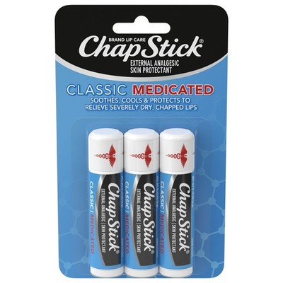 Classic Medicated Lip Balm Tube, Soothing & Hydrating, 0.15 Oz, 3 Pack