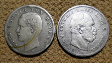 GERMAN STATES BAVARIA 1900D AND PRUSSIA 1876 5 MARK COINS
