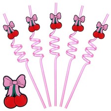 Reallnaive 16 Pcs Reusable Cherry about 10.43 inches/ 26.49 cm length, Pink