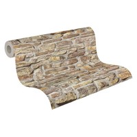 Steintapete Vliestapete 10,05M X 0,53M Beige Gelb A.S. Création 388151