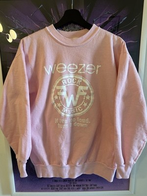 Vintage Weezer Band 90 s Pink Hoodie If It s Too Loud Turn It Down Sz L
