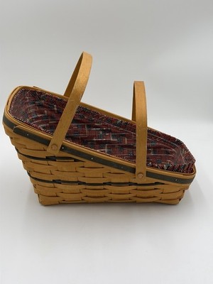 1996 LONGABERGER VEGETABLE BASKET ALL AMERICAN LINER W/ HANDLES PATRIOTIC MEDIUM