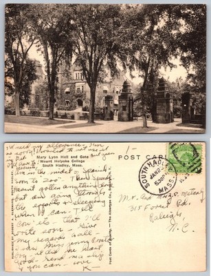 Mary Lyon Hall Gate Mount Holyoke College South Hadley Mass Postcard