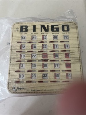 New Regal Games Shutter Slide Finger Tip Bingo Cards 25 Count. I-1