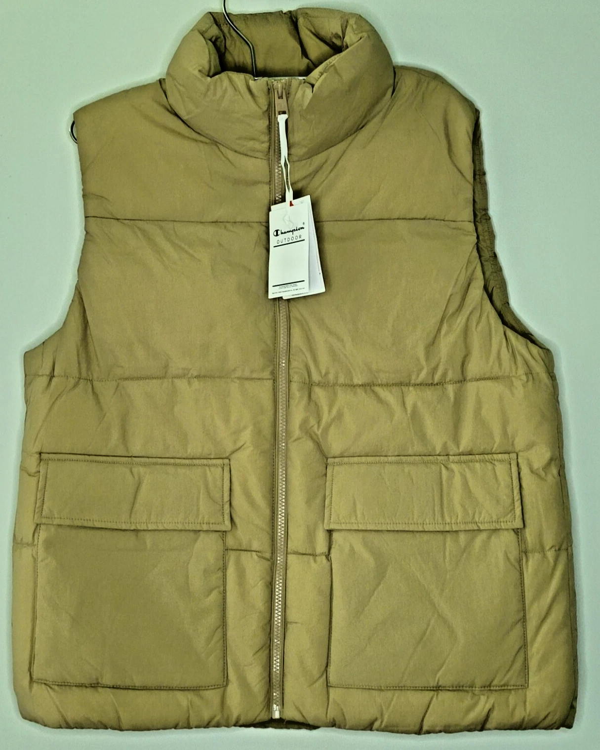 New NWT Champion Outdoor Walnut Khaki Utility Puffer Vest Coat Large