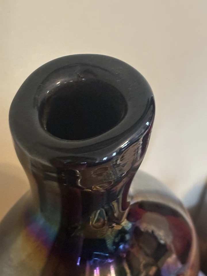 Makora Krosno Glass Vase Polish Glass Art Vase Multi Color Amber EUC w/Label - image 3 of 4