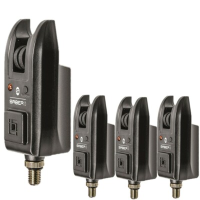 4 x Saber Z3 Bissalarm grob Karpfenangeln rot LED Lichtanzeige
