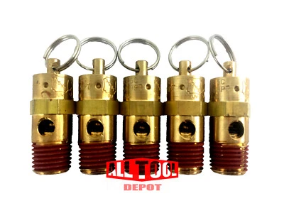 All Tool Depot AX Series Brass ASME Safety Valve 1/4" NPT 200 PSI x 5 Pieces
