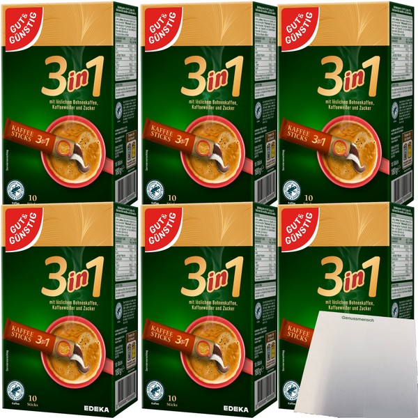 Gut&GüNstig Kaffeesticks 3In1 LöSlicher Kaffee KaffeeweißEr Zucker 6X180G Usy-image