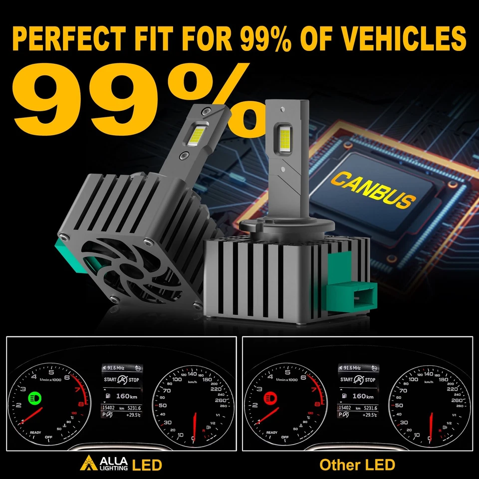 Bombilla de faro Allá Lighting LED D3S reemplazar HID, base angular ajuste espacio pequeño Foto 4 de 4