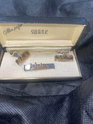 Walter様♡ SWANK Walter Name Monogram Initials Letter Font Tie Tack Pin Cuff