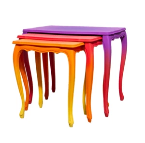 The Degradé Nesting Tables - Set of wooden tables with carved legs - 59x39x52cm