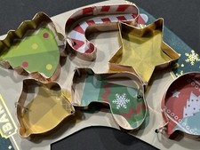 The Bakeshop New Christmas Cookie Cutters 6 Copper Colored Stainless Steel NEW